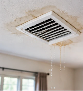 Water leaking from a ceiling air conditioner vent