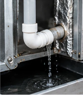 AC condensate drain with water leak